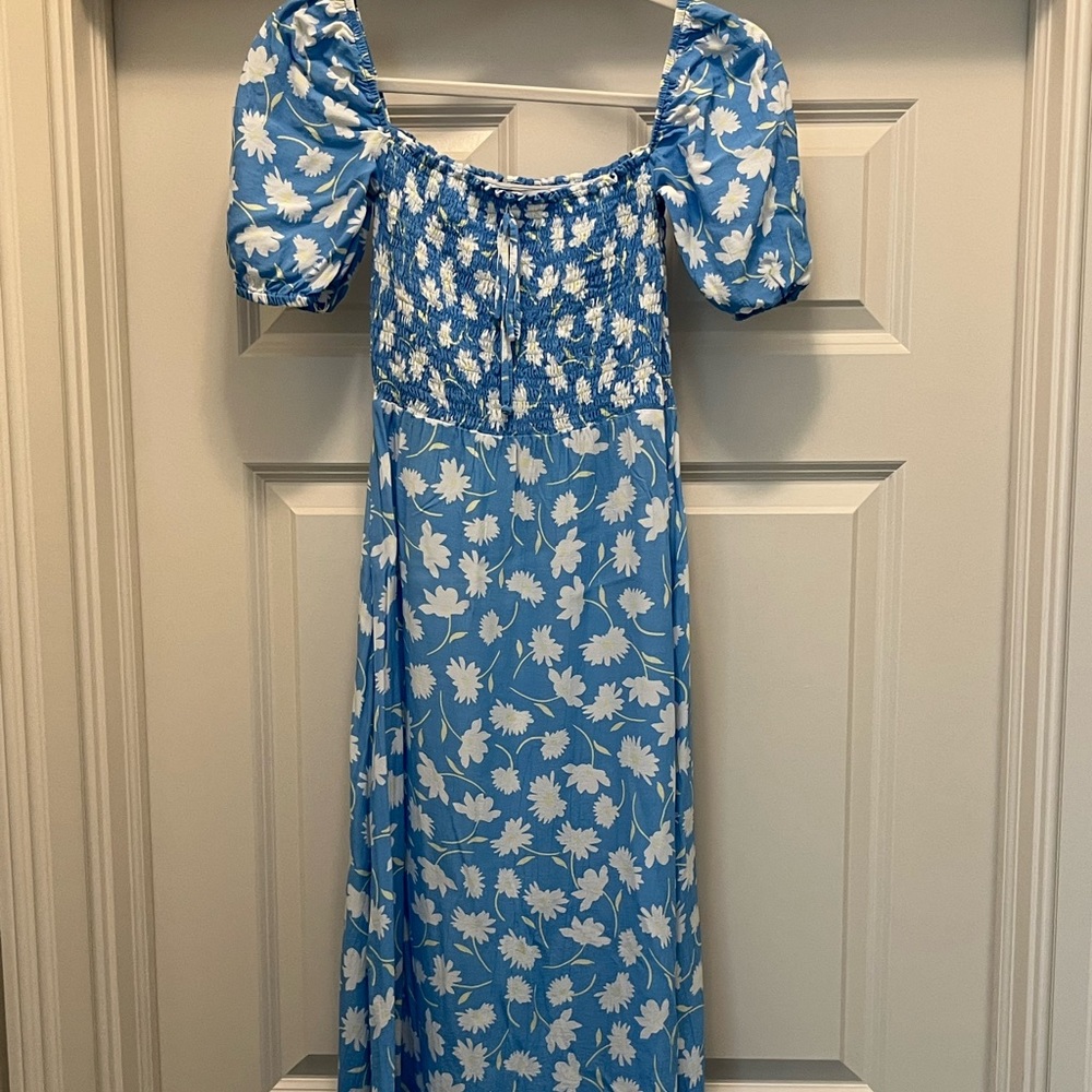 Faithful the Brand, puff sleeve midi dress, size XS.